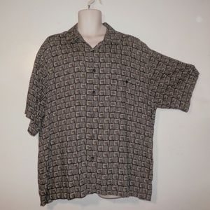 Manhattan Mens Shirt Black Geometric Button E481